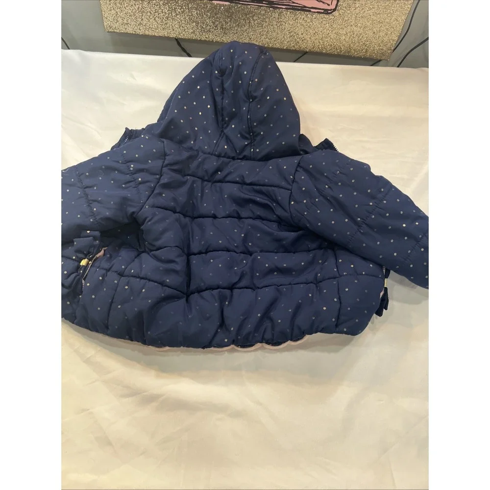 Carters Full Zip Puffer‎ Jacket Girls 2t Navy Blue Hooded Insulated Lined Coat